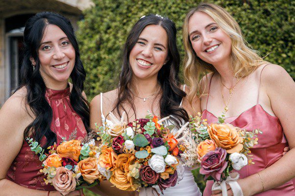 Bride and Bridesmaids with flowers hired from The Floral Hire
